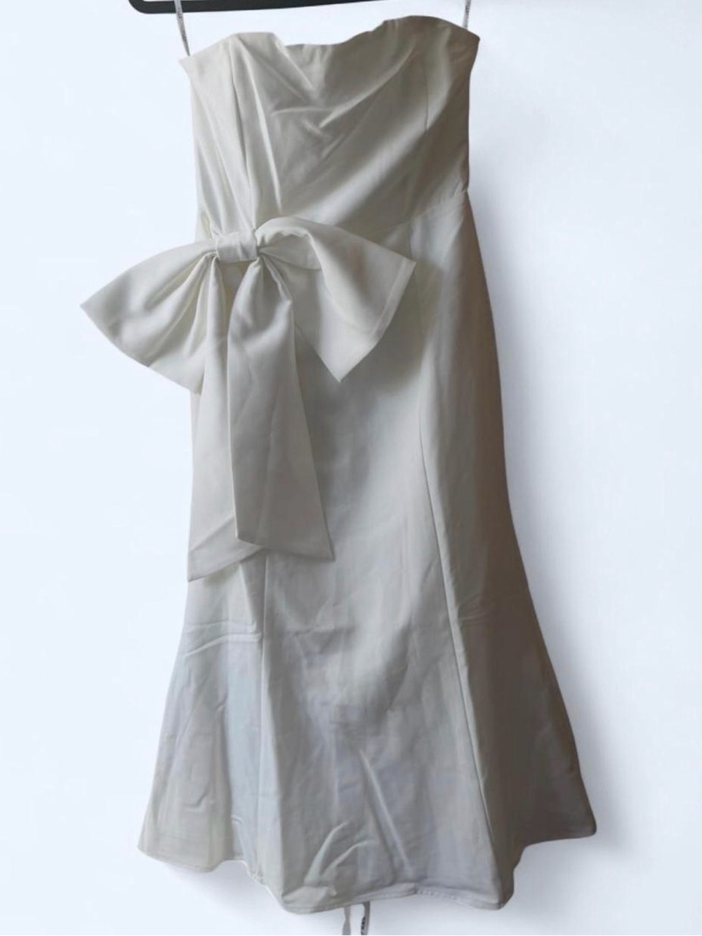 Club L London Strapless Cream Midi Dress with Bow